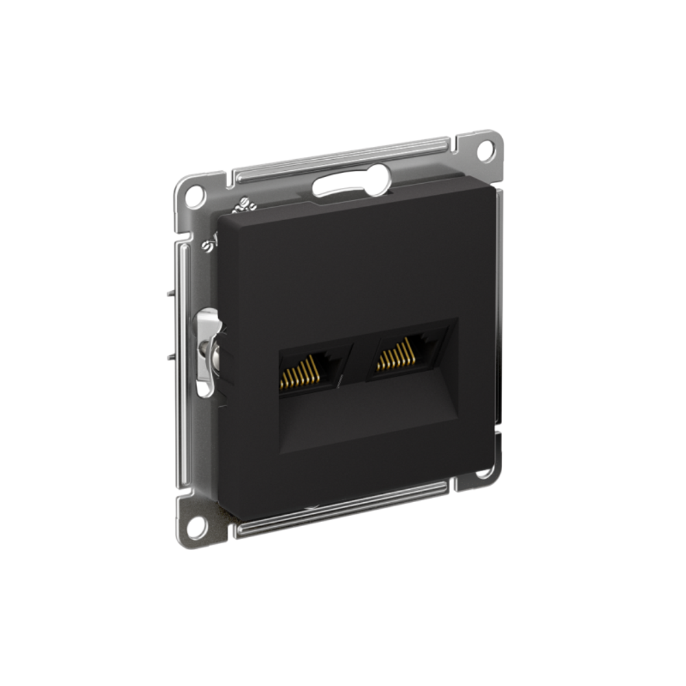 Розетка компьютерная 2-м AtlasDesign RJ45 кат.6A механизм карбон SE ATN001088