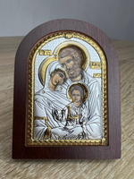 Св. Семейство, икона арочная, красное дерево 57х75