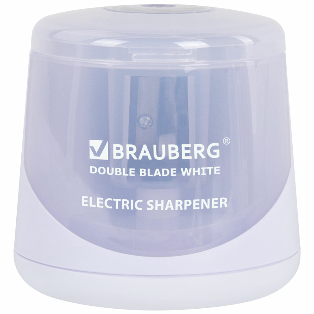 Точилка электрическая BRAUBERG DOUBLE BLADE WHITE двойное лезвие питание от 2 батареек (2 штуки в упаковке)