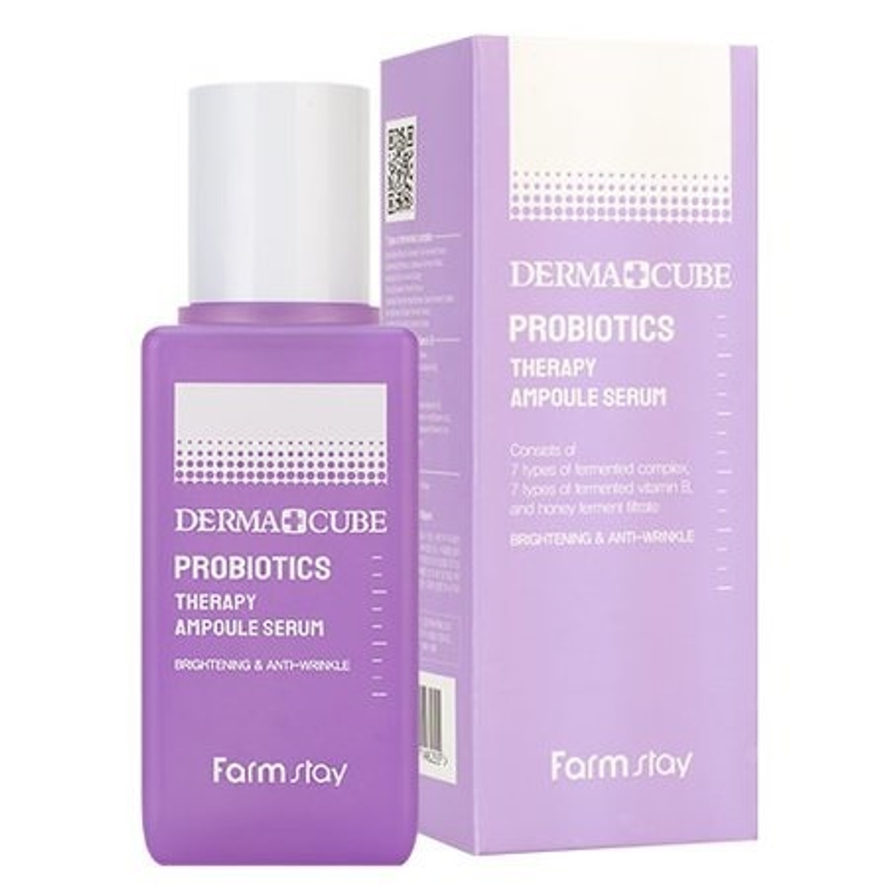 Сыворотка с пробиотиками для комплексного восстановления кожи FarmStay Derma Cube Probiotics Therapy Ampoule Serum 80мл