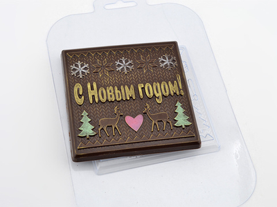 Пластиковая форма для шоколада "Елки Олени"