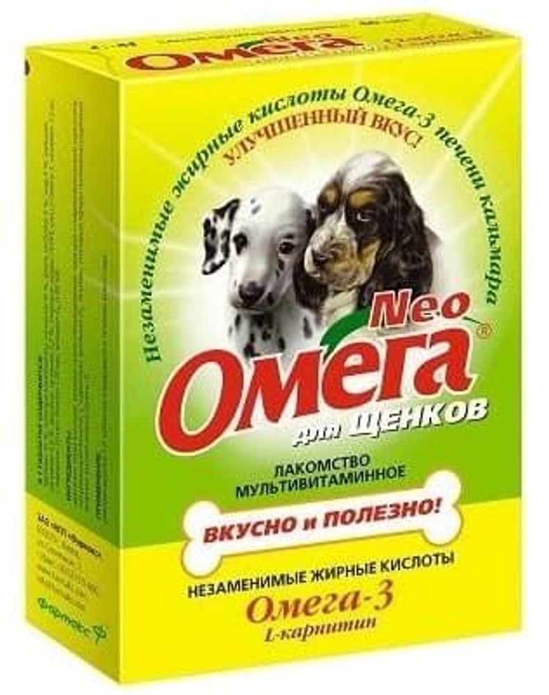 Омега Neo: мультивит.лакомство 60таб, L-карнитин для щенков Омега Neo: мультивит.лакомство 60таб, L-карнитин для щенков