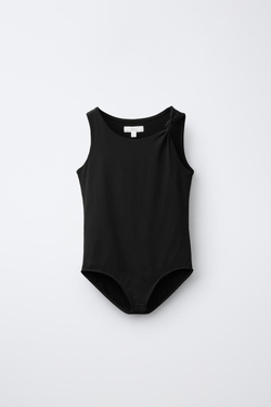 ZARA БОДИ ИЗ ПОЛИАМИДА С УЗЛОМ, ЧЕРНЫЙ