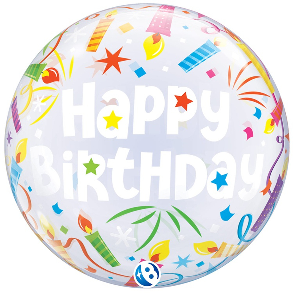 Шар Фольгированный Свечи Bubble Прозрачный (Ассорти)