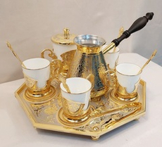 Набор кофейный на 4 персоны с туркой "Вельможа" (Златоуст)