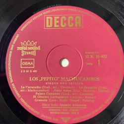 Винтажная виниловая пластинка LP Los Pepito Machucambos Singen Und Spielen (Germany 1961) La Cucaracha