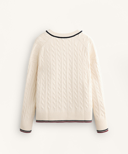 Oysho Вязаный свитер с V-образным вырезом и узором, экрю