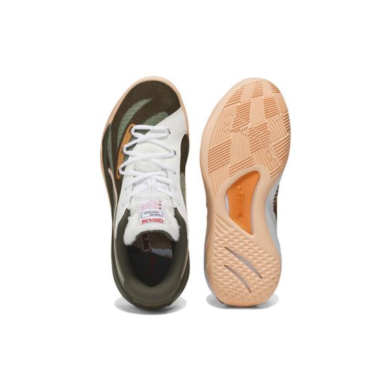 PUMA All Pro Nitro Баскетбольные кроссовки Низкие Топ Зеленый-коричневый Апельсиновый Мужские