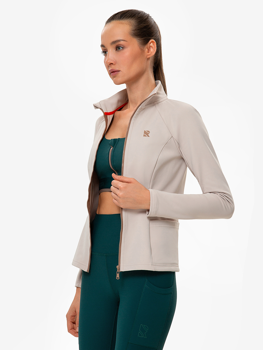 Лонгслив на молнии Slim Fit, Beige