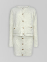 Костюм 6188 плюшевый из кардигана и юбки с золотыми пуговицами