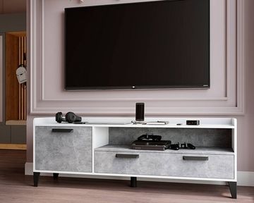 Тумба-ТВ ПАРУС-8 белый / ателье светлое