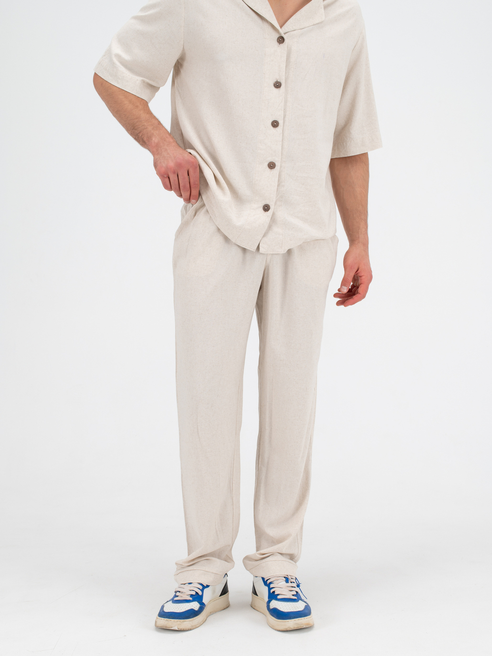 Костюм льняной с брюками. Песок