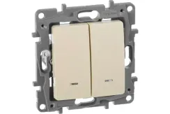 Выключатель Legrand Etika 2-клавишный с индикатором слоновая кость 25678