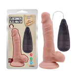Телесный вибратор с мошонкой на присоске 7 Inch Beginners Dildo Vibrator - 18,6 см. (Цвет: телесный)