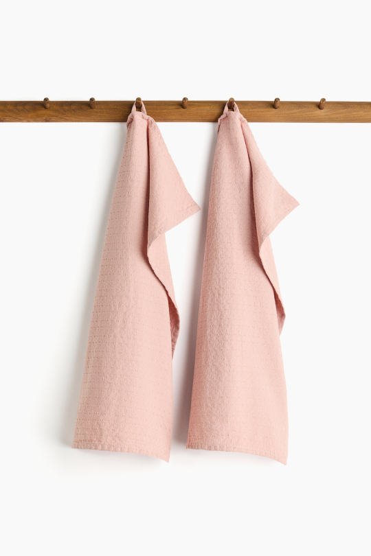H&M HOME НАБОР КУХОННЫХ ПОЛОТЕНЕЦ ( 2 ШТ.), РОЗОВЫЙ