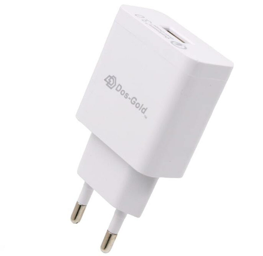 Сетевой адаптер питания Dos-Gold 800EWE QC 3.0 1USB (белый)