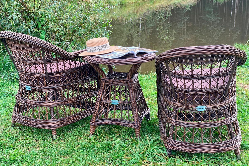 Комплект плетеной мебели МОККА LORETO (стол кофейный круглый, 2 кресла), Бронзовый