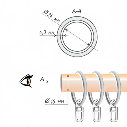 Кольцо бесшумное круглое металлическое для труб d16 мм, цвет черный матовый (10 шт)