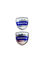 Наклейки Volvo Щит металлические серебристые объемные (шильдик Вольво щит, 3,8х3,8 см). 2 шт в комплекте. Серебристые с синим лого