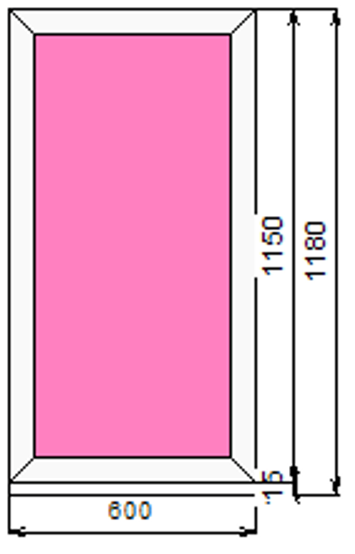 Пластиковое окно 1150 х 600 ТермА Эко с глухой створкой