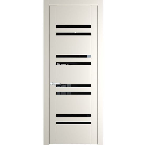 Межкомнатная дверь эмаль Profil Doors 1.6P перламутр белый стекло чёрный триплекс