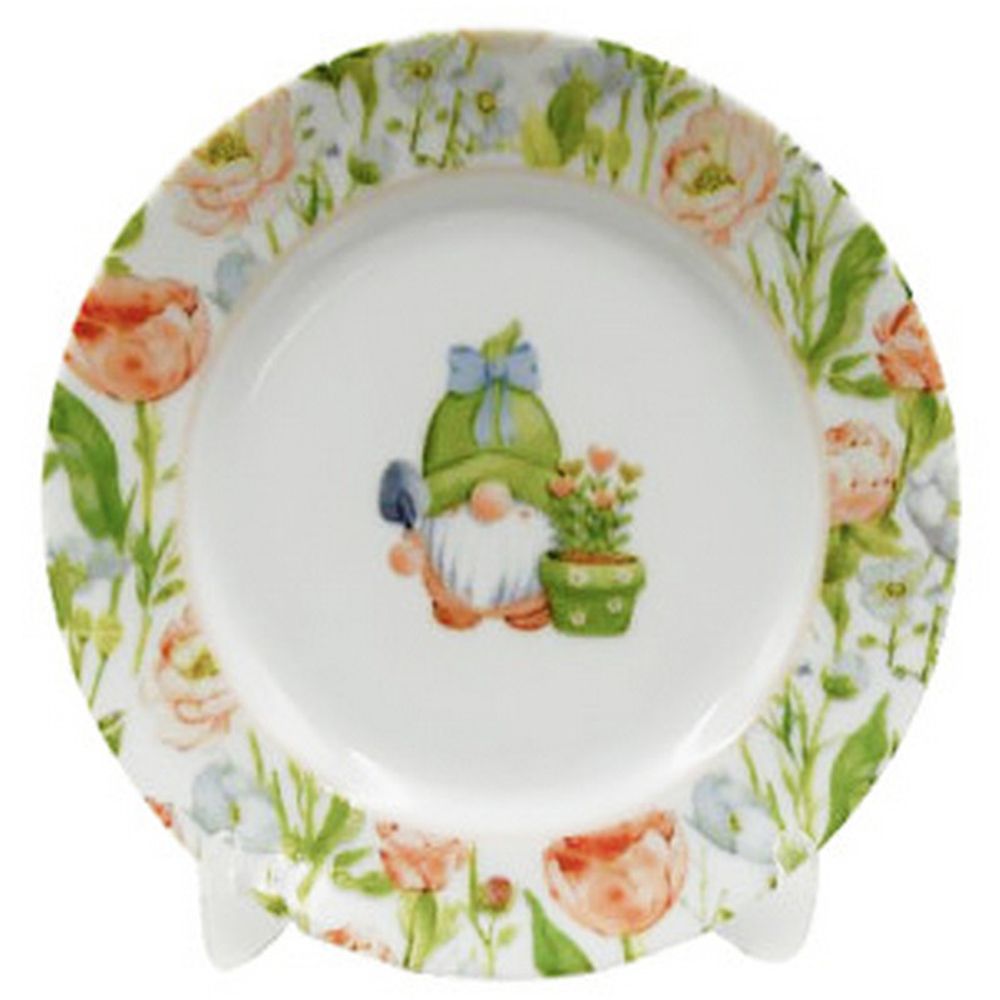 Тарелка мелкая "ГНОМЫ ЦВЕТОЧНЫЙ ДВОРИК (Идиллия)" 20 см, Беларусь.