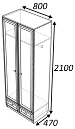Классика Шкаф двухдверный 2.2.2 с ящиками