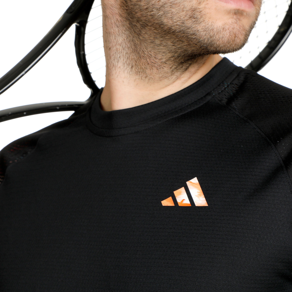 Мужское теннисное поло adidas Melbourne Ergo HEAT.RDY Raglan T-Shirt Men - Black, Multicoloured