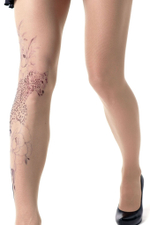 Колготки +size с принтом в виде леопарда в цветах (Размер: XL-XXL-XXXL) (Цвет: бежевый)