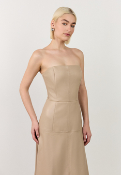 Платье-корсет миди из эко-кожи