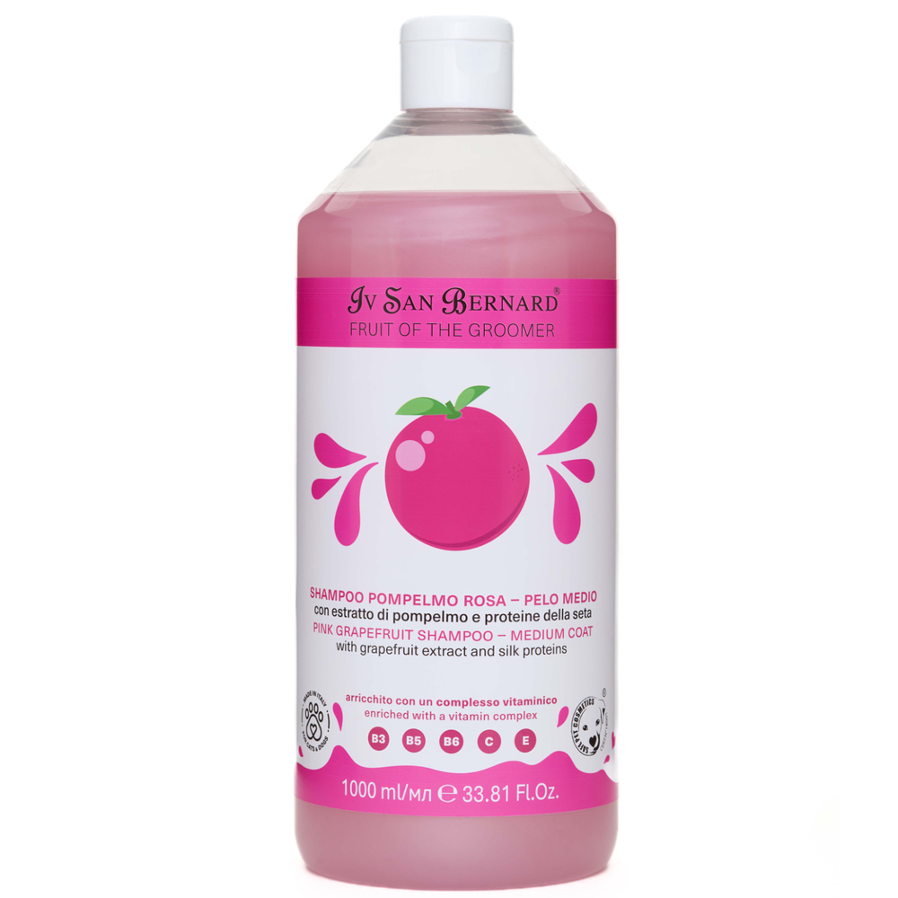 Шампунь Iv San Bernard Fruit of the Groomer Pink Grapefruit для шерсти средней длины с протеинами шелка 1000 мл