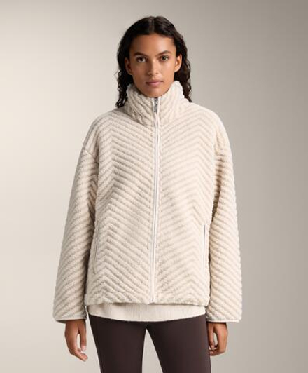 Oysho Куртка из искусственной овчины с узором «ёлочка», экрю