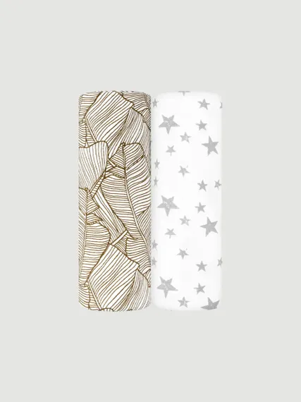 Комплект пелёнок Mjolk Palm Tree/Звёзды сет из 2х штук 80*80