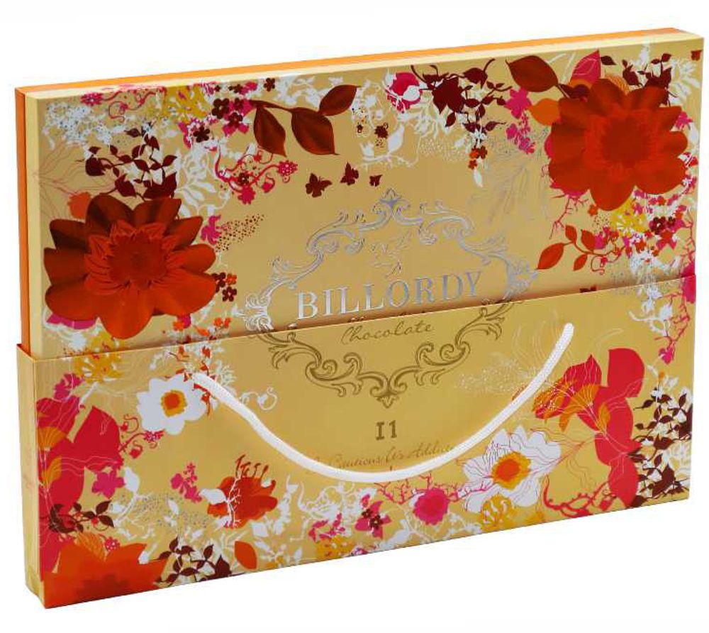 Ассорти шоколадных конфет Billordy Floral Gold с карамельной и ореховой начинкой 300г