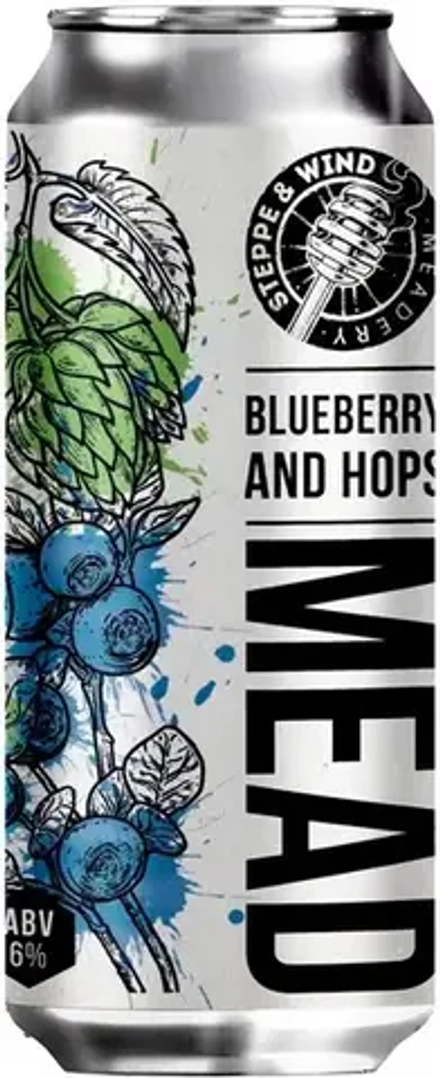 Медовуха Степь и Ветер Мед с Черникой и Хмелем / Mead Steppe & Wind Blueberry and Hops Mead 0.45 - банка