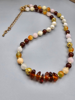 Комплект украшений авторский из натуральных камней. Колье и браслет "Ранняя осень". Бижутерия на шею, на руку для женщин, девушек. Летнее женское украшение