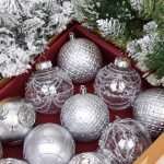 Новогодние шары «Зимняя нежность» 8 см (набор 12 шт), Серебро