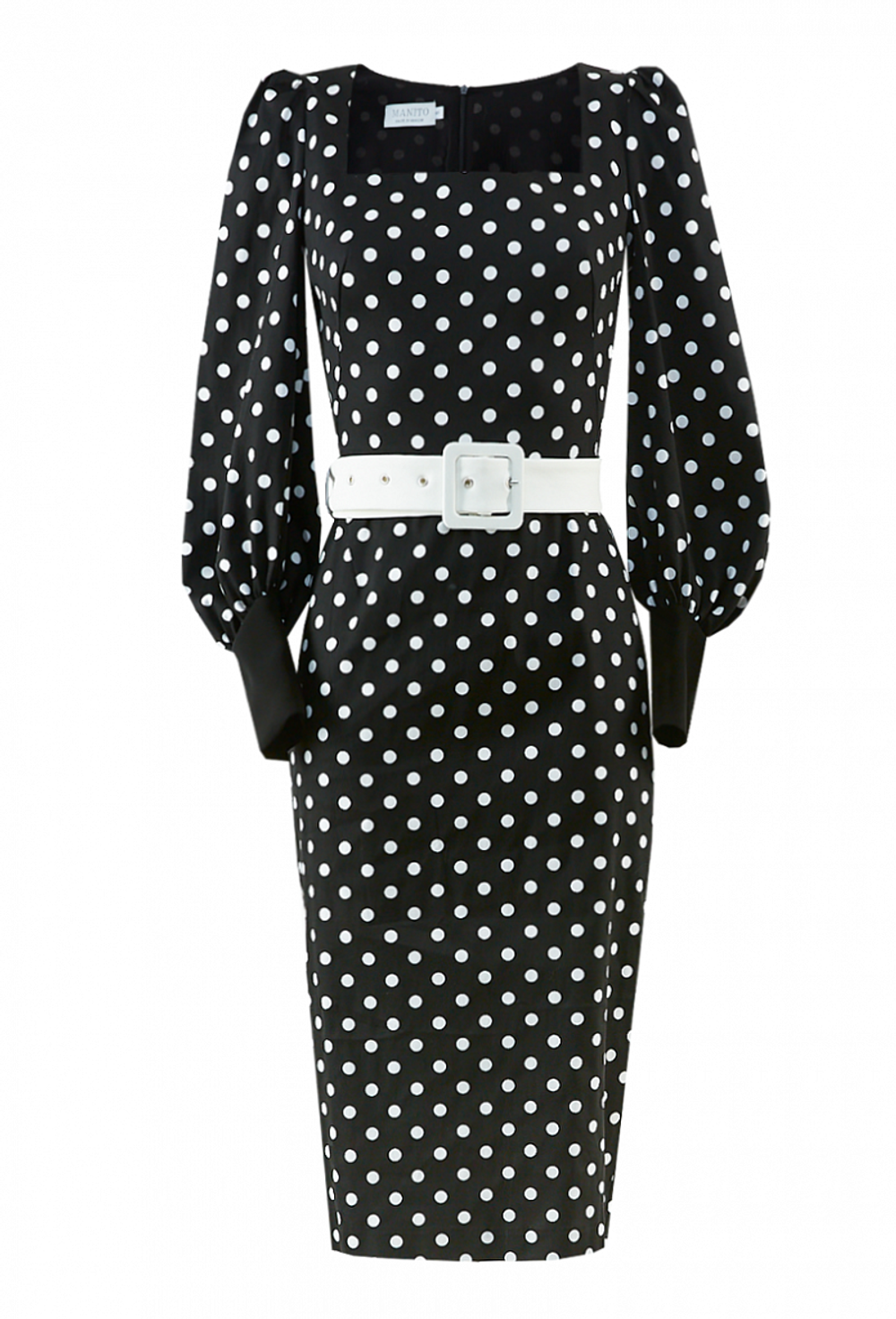 Хлопковое платье-футляр в крупный горох 10-01-20 SS