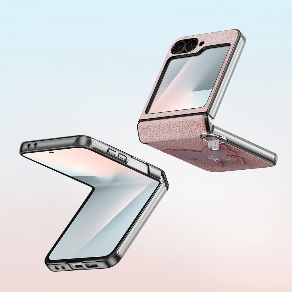 Чехол розового цвета (Butterfly Edition) из искусственной кожи от Dux Ducis для Samsung Flip 7 FE (W25 Flip) и Flip 6, серия Luvy Series Case
