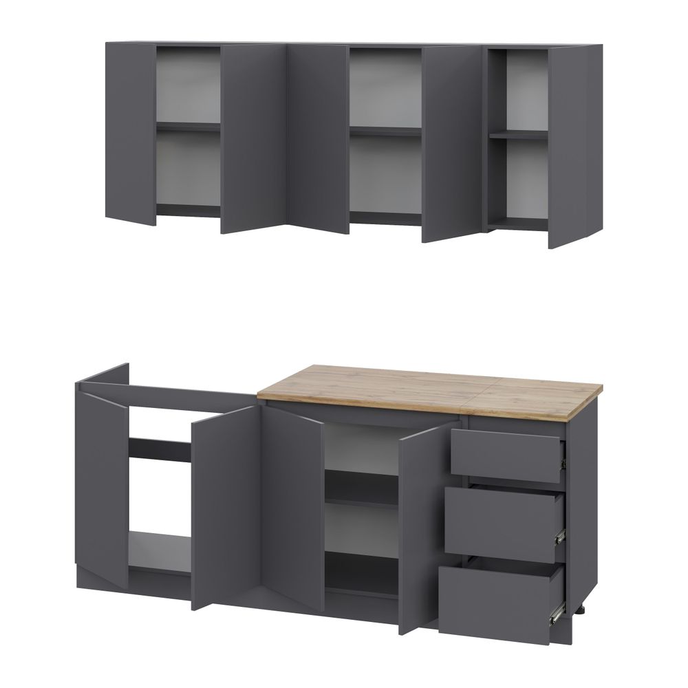 Кухонный гарнитур" Айден ПРО" 2,0м (серый графит/серый графит), Интерьер Центр, г.Пенза