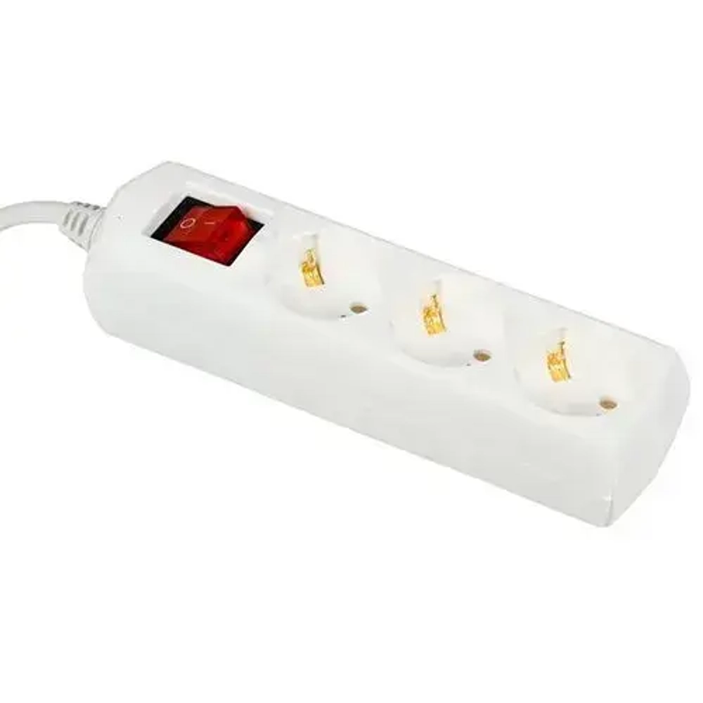 Удлинитель 3-мест 7м ПВС 3*1 белый выкл GENERICA