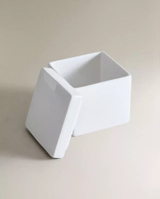 ZARA HOME ФАЯНСОВАЯ БАНКА ДЛЯ ХРАНЕНИЯ, БЕЛЫЙ
