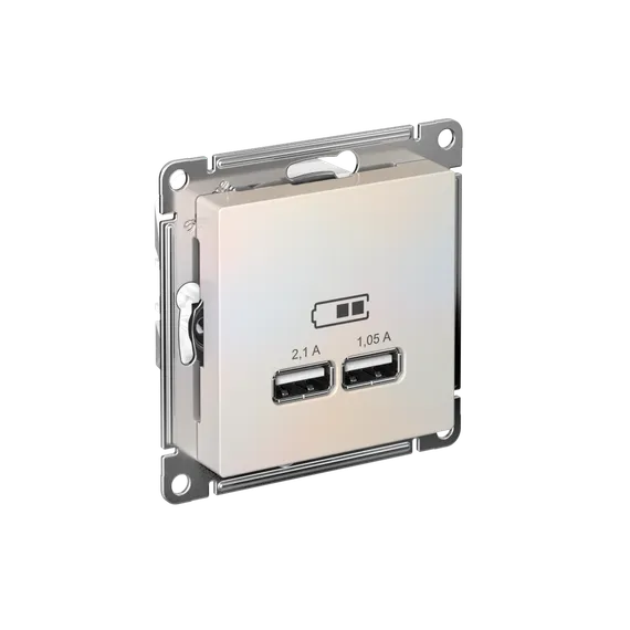 Розетка USB AtlasDesign тип A+A 5В 1х2.1А 2х1.05А механизм жемчуж. SE ATN000433