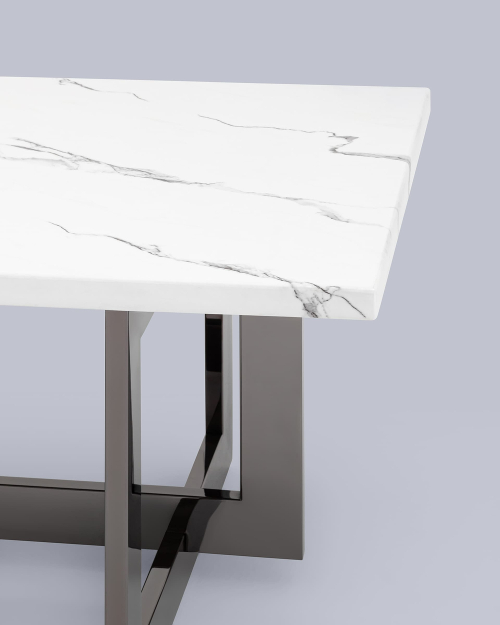 Журнальный столик Нэйтан 122*61 белый мрамор сталь темный хром