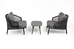 "Лугано" лаунж-зона 5-местная плетеная из роупа (веревки), каркас алюминиевый темно-серый, роуп темно-серый