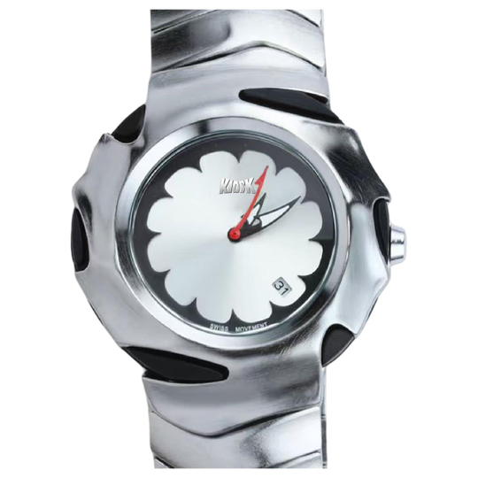 KIOSK Silver Luxury American Fossil Quartz Movement Stainless Steel Watchband Watch Unisex Blue Dial