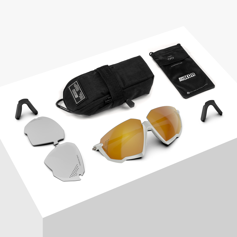 Спортивные очки c диоптриями Scicon Aerojet Titanium Sunglasses Metal White Multi Mirror Bronze + Rain Clear Lenses