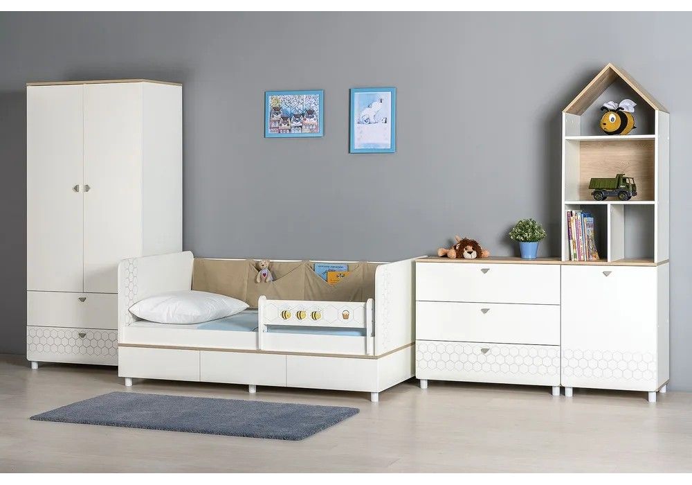 Комплект детской мебели Эльга белый шагрень / дуб белый комплектация 4