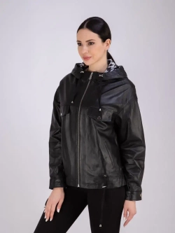 Куртка женская из натуральной кожи с капюшоном Турция