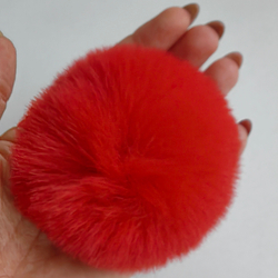 Помпон из искусственного меха "Красный" d=7 см